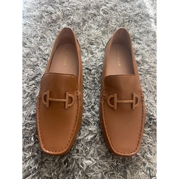 Cole Haan 6.5 Leather Driving Loafers Tully Tan Brown Pebbled Slip-On Moccasins - Picture 3 of 11